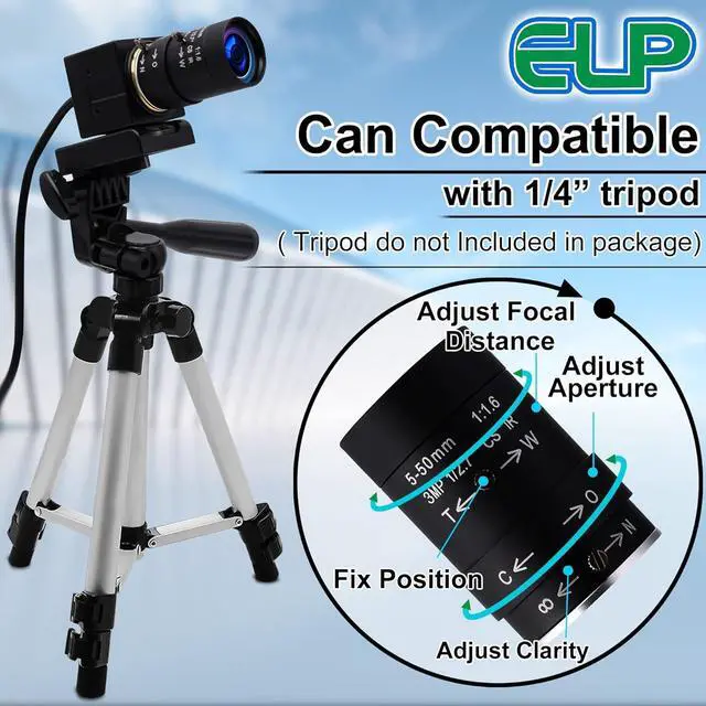 Alt view image 4 of 7 - 8MP USB Camera Manual Zoom 4K Webcam 5-50mm Variable Focus PC Camera for Computer Mini UVC USB2.0 Web Camera IMX317 Varifocal USB with Camera Industrial Video Close-up Camera for Laptop Android Mac