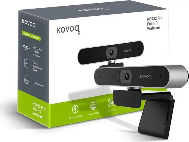 Alt view image 2 of 7 - Webcam with 1080p Wide Angle Autofocus Streaming,Privacy Cover, Noise-Reduction Microphone and Auto Light Correction Web Camera for Video Calling/Recording, Desktop/Laptop/Mac