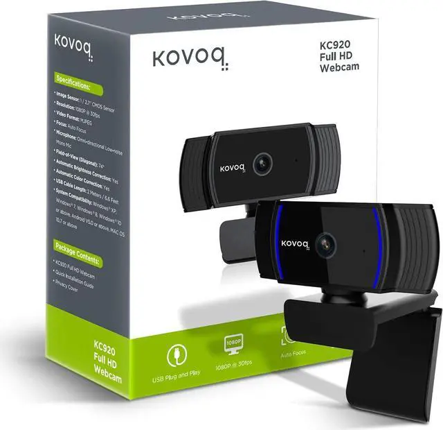 Alt view image 2 of 7 - 1080P Webcam with Microphone and Privacy Cover, Streaming Webcam Full HD, USB Mac/PC/Desktop/Laptop Web Camera for Remote Working/Learning, Compatible with Zoom/Skype/Facetime/Teams and More