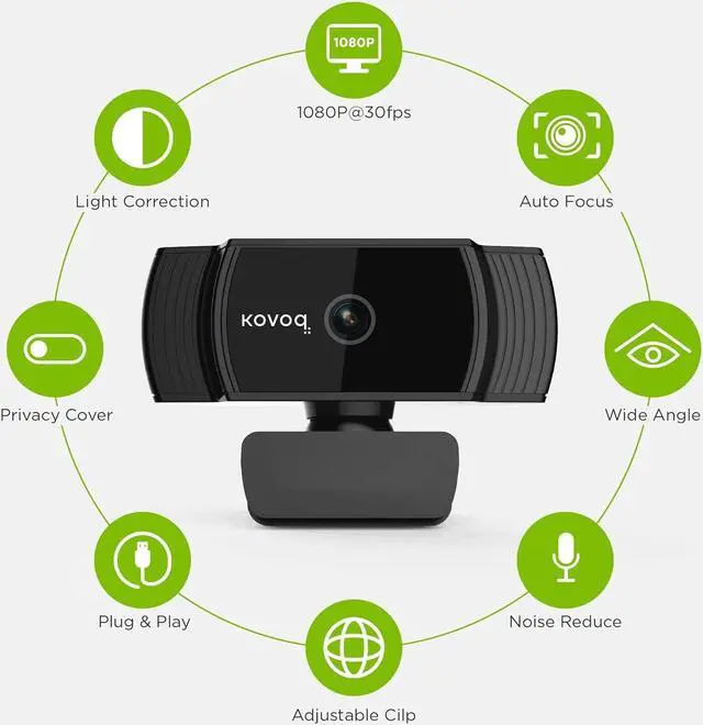 Alt view image 3 of 7 - 1080P Webcam with Microphone and Privacy Cover, Streaming Webcam Full HD, USB Mac/PC/Desktop/Laptop Web Camera for Remote Working/Learning, Compatible with Zoom/Skype/Facetime/Teams and More