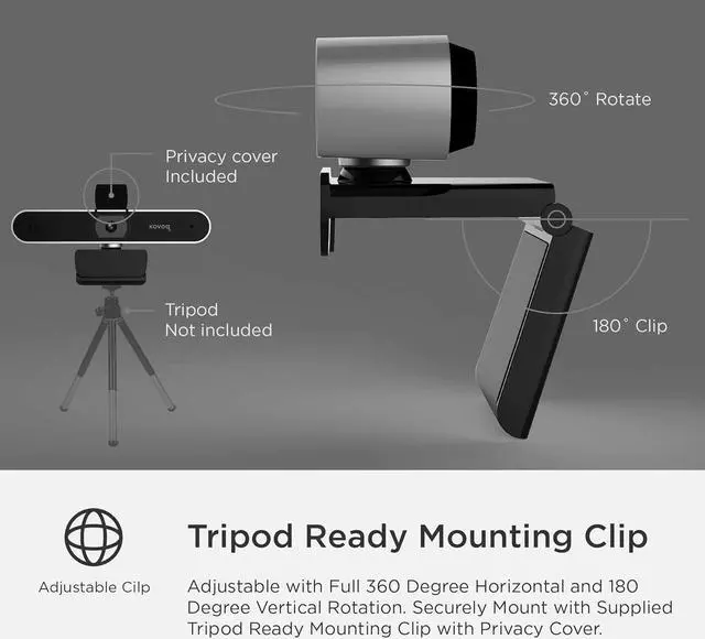 Alt view image 3 of 7 - Webcam with 1080p Wide Angle Autofocus Streaming,Privacy Cover, Noise-Reduction Microphone and Auto Light Correction Web Camera for Video Calling/Recording, Desktop/Laptop/Mac