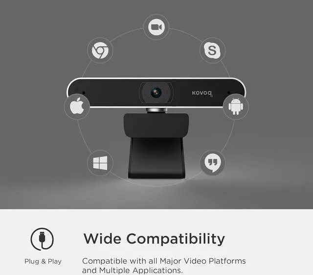 Alt view image 7 of 7 - Webcam with 1080p Wide Angle Autofocus Streaming,Privacy Cover, Noise-Reduction Microphone and Auto Light Correction Web Camera for Video Calling/Recording, Desktop/Laptop/Mac