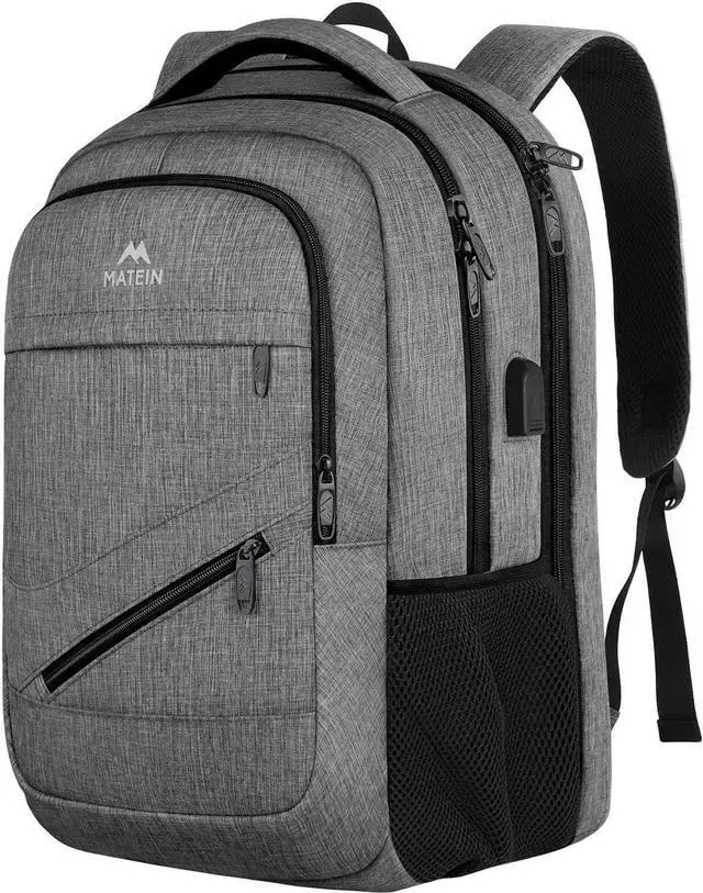 Main image of Travel Laptop Backpack 17 Inch Business Flight Approved Carry on Backpack TSA Large Computer Bag for Men Women with USB Port and Trolley Sleeve College School Tactical Book Bag Grey
