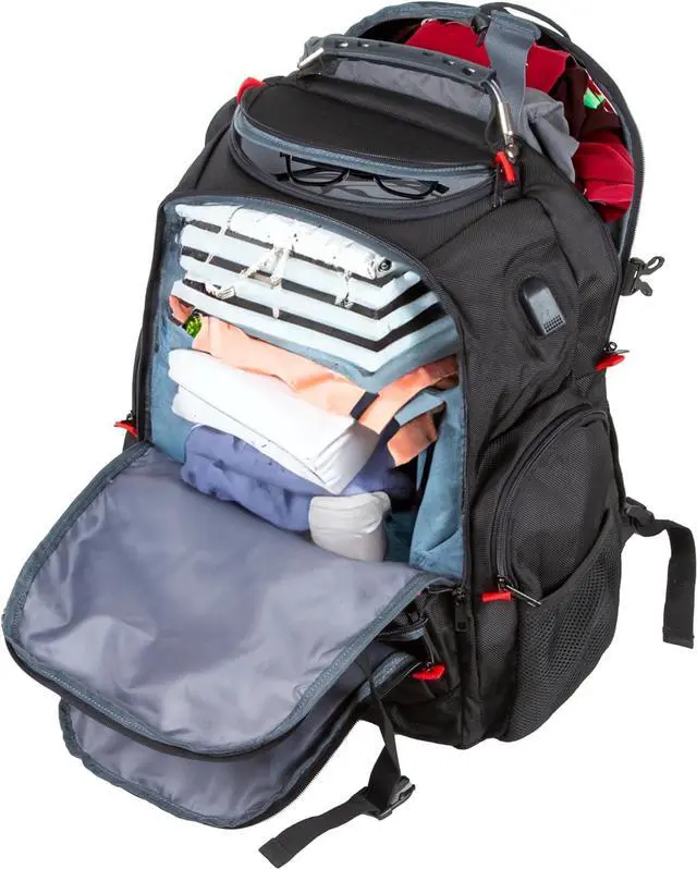 Alt view image 2 of 7 - Travel Laptop Backpack 17.3" Computer Backpack Water-Repellent College Daypack Business Backpack with Large RFID Pockets & USB Port safety reflective strip for Men Women