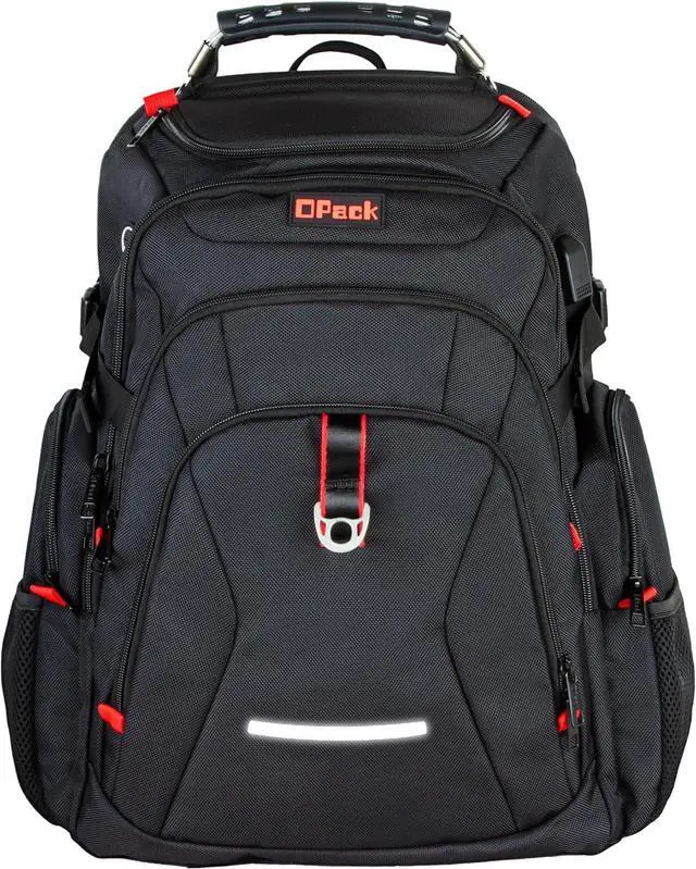Alt view image 6 of 7 - Travel Laptop Backpack 17.3" Computer Backpack Water-Repellent College Daypack Business Backpack with Large RFID Pockets & USB Port safety reflective strip for Men Women