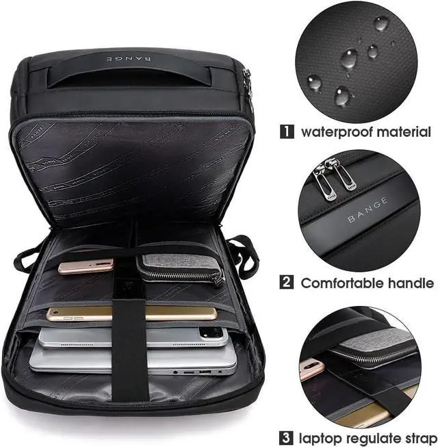 Alt view image 3 of 7 - BANGE Business Smart Backpack Waterproof fit 15.6 Inch Laptop Backpack with USB Charging Port,Travel Durable Backpack