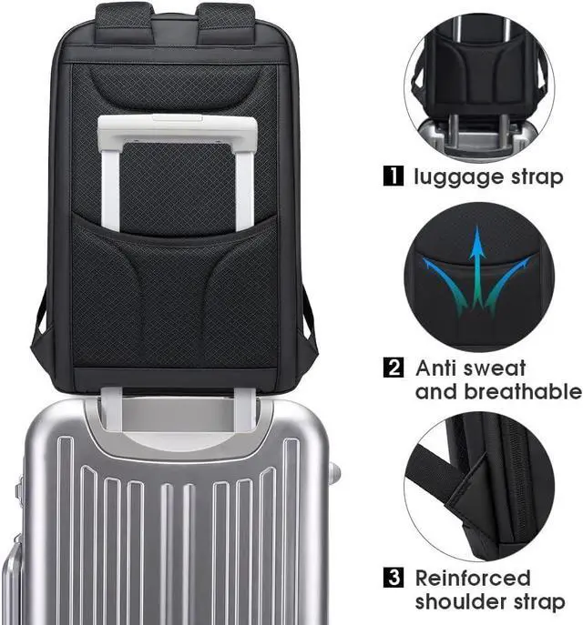 Alt view image 5 of 7 - BANGE Business Smart Backpack Waterproof fit 15.6 Inch Laptop Backpack with USB Charging Port,Travel Durable Backpack