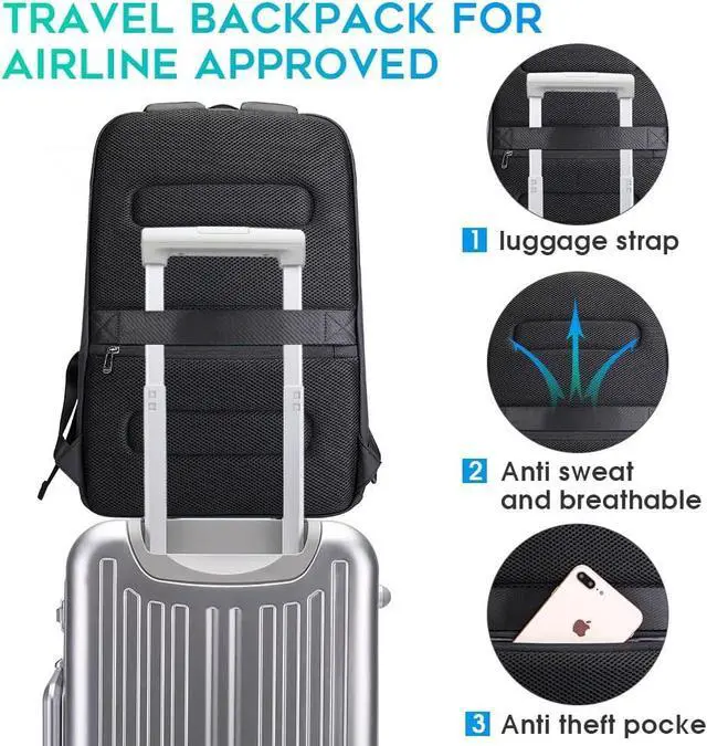 Alt view image 4 of 7 - BANGE Business Smart Backpack Waterproof fit 15.6 Inch Laptop Backpack with USB Charging Port,Travel Durable Backpack