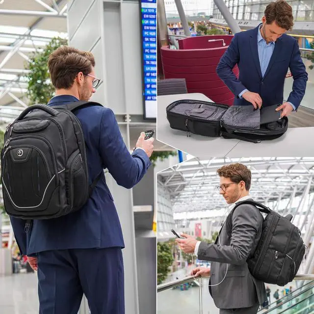 Alt view image 3 of 7 - Design TSA Business Laptop Backpack For Men Travel Backpack With USB Charging Port College Tech Backpacks With RFID Pockets Presents For Men Fits 15.6 Inch Computer | TERABYTE