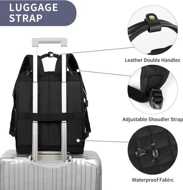 Alt view image 5 of 7 - EMPSIGN 17 Inch Laptop Backpack for Women, Work Business Travel Computer College Bags, Large Capacity Water-repellent Quilted Casual Daypack with USB Port, Black