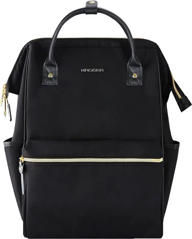Main image of KROSER Laptop Backpack 17" Stylish Backpack Water Repellent College Casual Daypack with USB Port Travel Business Work Bag for Men/Women-Black