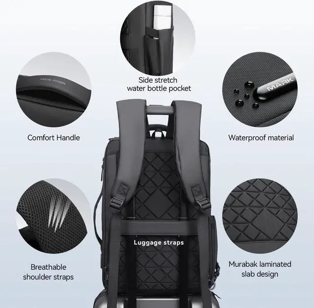 Alt view image 4 of 6 - Muzee 3in1 Slim Business Backpack Laptop Backpack For Men with Executive Briefcase Casual Daypack Fits 15.6 Inch Laptop USB Port Black
