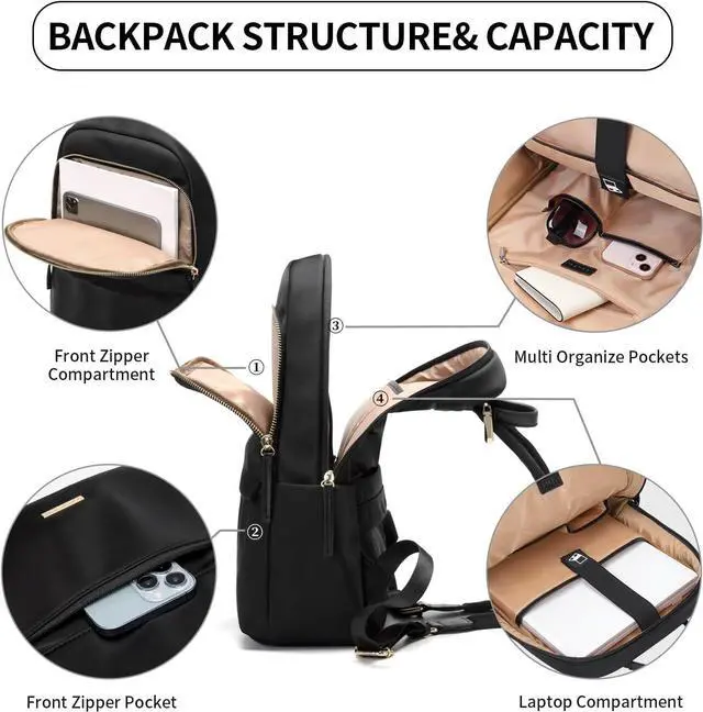 Alt view image 3 of 6 - GOLF SUPAGS Laptop Backpack for Women Slim Computer Bag Work Travel College Backpack Purse Fits 14 Inch Notebook (Black)