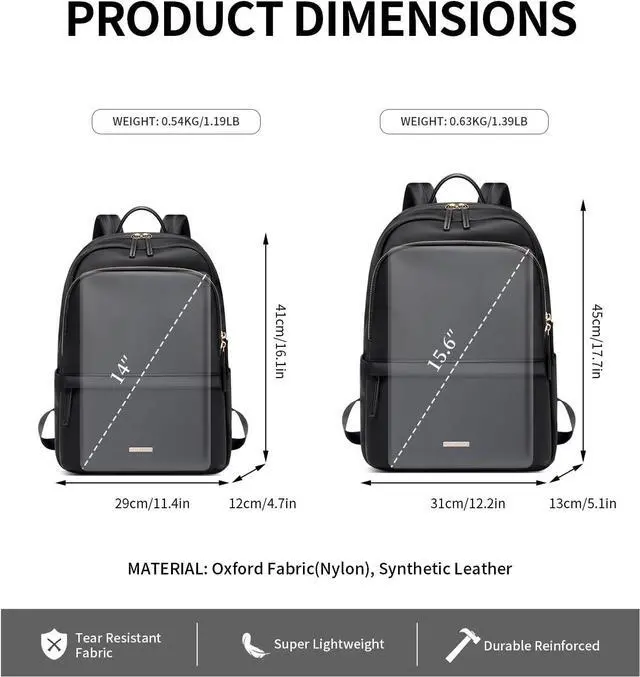 Alt view image 5 of 6 - GOLF SUPAGS Laptop Backpack for Women Slim Computer Bag Work Travel College Backpack Purse Fits 14 Inch Notebook (Black)