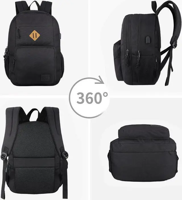 Alt view image 7 of 7 - KEOFID Travel backpack for Men and Women, Anti Theft Laptop Backpack with USB Charging Port for Work, Large Bag for College, BLACK BOOK BAG FOR BOYS, GILRS Backpack,Water Resistent(Black)