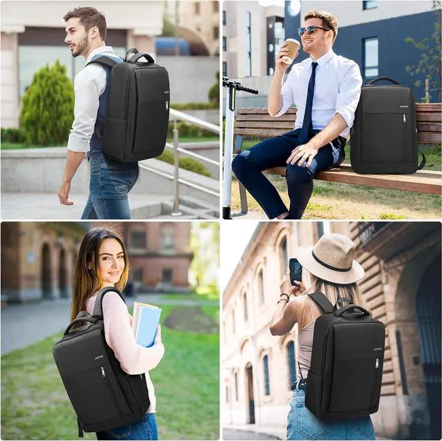 Alt view image 2 of 7 - HOMIEE 17 Inch Laptop Backpack Slim Durable Business Computer Travel Backpack with USB Charging Port, Lightweight Casual Daypack for College Work Office Men Women, Black