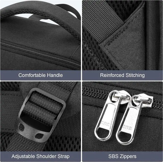Alt view image 7 of 7 - HOMIEE 17 Inch Laptop Backpack Slim Durable Business Computer Travel Backpack with USB Charging Port, Lightweight Casual Daypack for College Work Office Men Women, Black