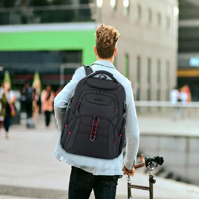Alt view image 7 of 7 - EMPSIGN Travel Laptop Backpack for men, 17.3 Inch Computer Backpack, 45L Anti-Theft Business Laptop Backpack with USB Charging Port, Water-Repellent Work College School Backpack for Men Women, Black