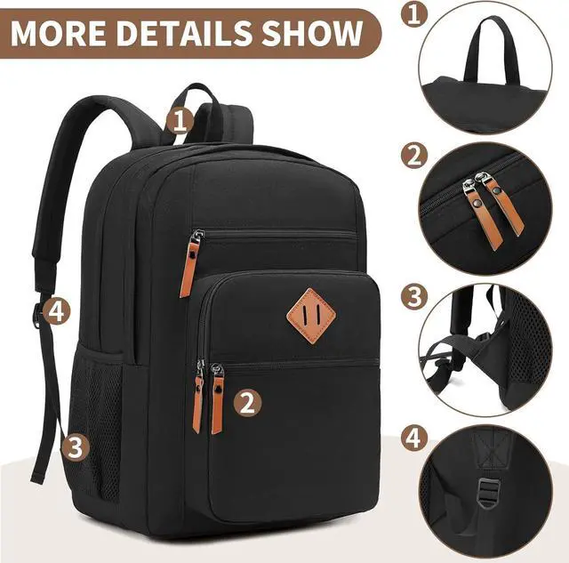 Alt view image 5 of 6 - NEOREAL Laptop Backpack for Work, College, Travel, Daily Backpacks for Men Women, Computer Bag Fits 15.6 Inch Notebook, Black