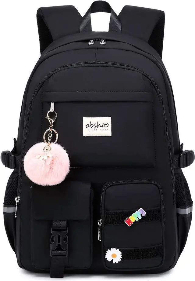 Main image of abshoo Big Student Laptop Backpack For College Women Middle High School Teen Girls Bookbag Travel Daypack (Black)