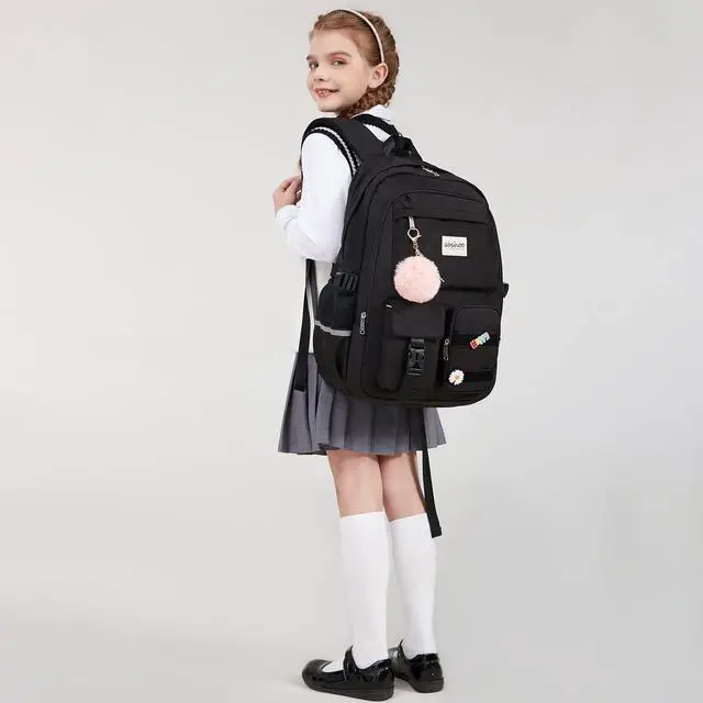 Alt view image 7 of 7 - abshoo Big Student Laptop Backpack For College Women Middle High School Teen Girls Bookbag Travel Daypack (Black)