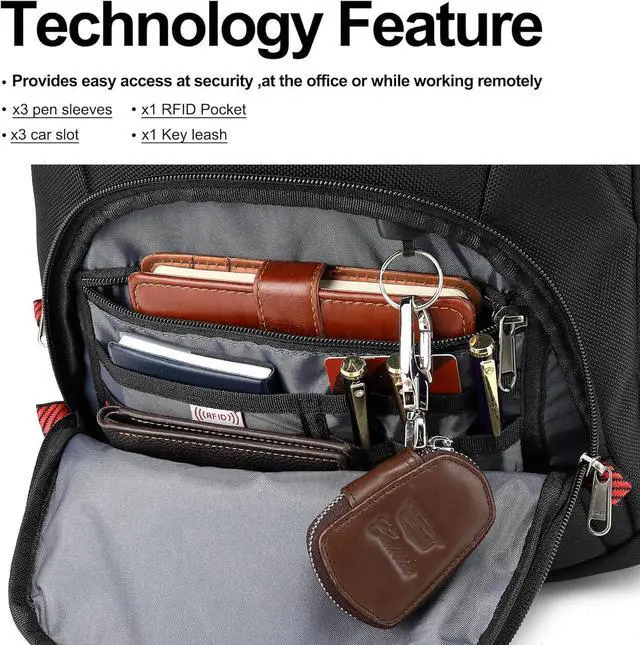 Alt view image 3 of 7 - Boavan Laptop Backpack for men, 15.6 inch Laptop Bag with USB Port, Waterproof Travel Work Backpack Purse, Anti-Theft Teacher Nurse Doctor Casual Bookbags Office Business backpackBlack