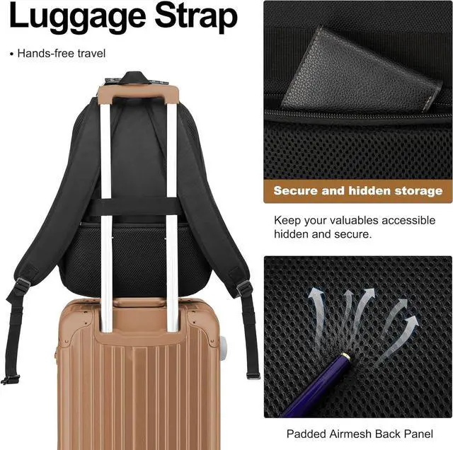 Alt view image 4 of 7 - Boavan Laptop Backpack for men, 15.6 inch Laptop Bag with USB Port, Waterproof Travel Work Backpack Purse, Anti-Theft Teacher Nurse Doctor Casual Bookbags Office Business backpackBlack