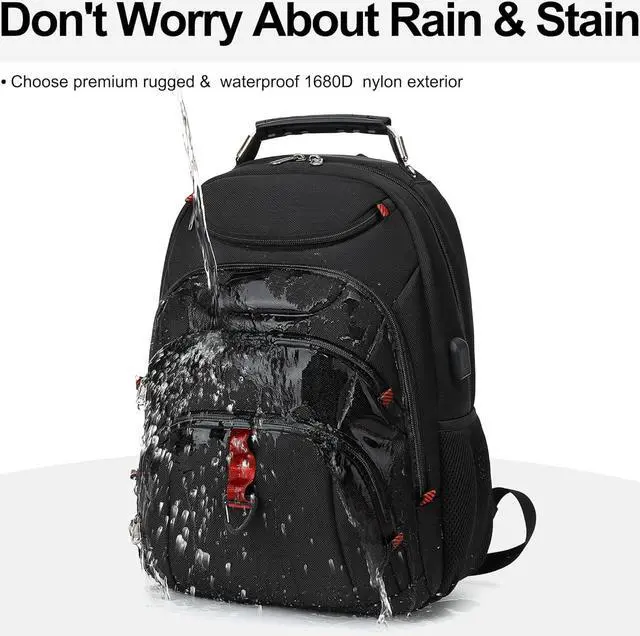 Alt view image 6 of 7 - Boavan Laptop Backpack for men, 15.6 inch Laptop Bag with USB Port, Waterproof Travel Work Backpack Purse, Anti-Theft Teacher Nurse Doctor Casual Bookbags Office Business backpackBlack