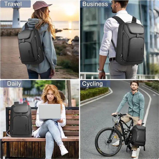 Alt view image 7 of 7 - hk Business Smart Backpack for Men Anti-Theft for 17.3 Inch Laptop with USB Charging Port Water-Resistant Large Durable Compact 30L for Travel College Work-Black