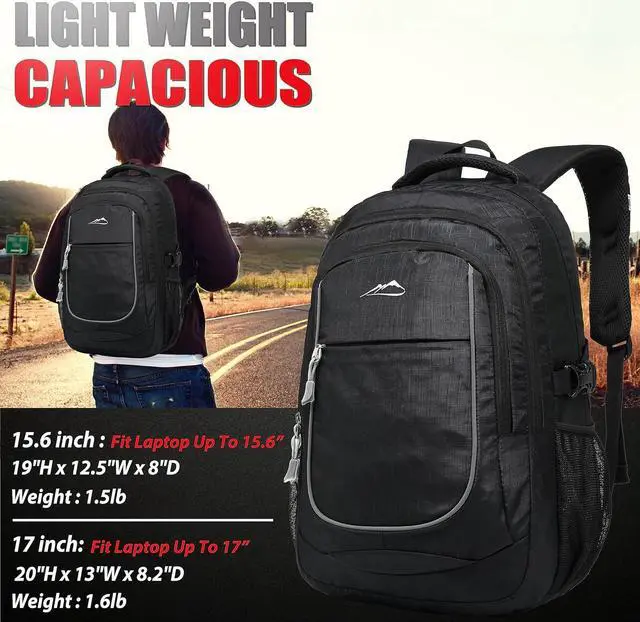 Alt view image 6 of 7 - ProEtrade Backpack Bookbag for College Sturdy Travel Business Hiking Fit Laptop Up to 15.6 Inch Multi Compartment Gifts for Men Women Night Light Reflective (Black)