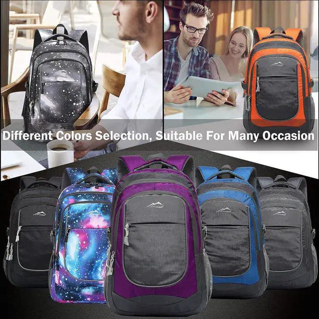 Alt view image 7 of 7 - ProEtrade Backpack Bookbag for College Sturdy Travel Business Hiking Fit Laptop Up to 15.6 Inch Multi Compartment Gifts for Men Women Night Light Reflective (Black)