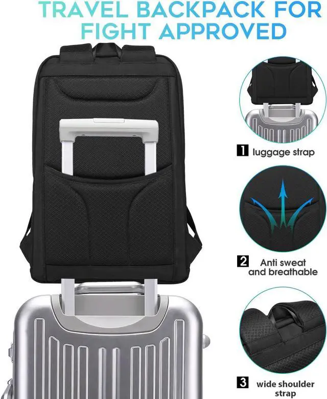 Alt view image 6 of 7 - BANGE Travel Backpacks, Overnight Laptop Carry-On Backpack for Airplanes, Waterproof 15.6 inch Laptop Backpack for Men and Women