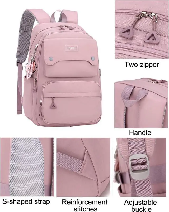 Alt view image 4 of 7 - JiaYou Teen Girls Casual Backpack High Middle School Daypack Women Daily Travel Laptop Bag (1# Purple, 26 Liters)