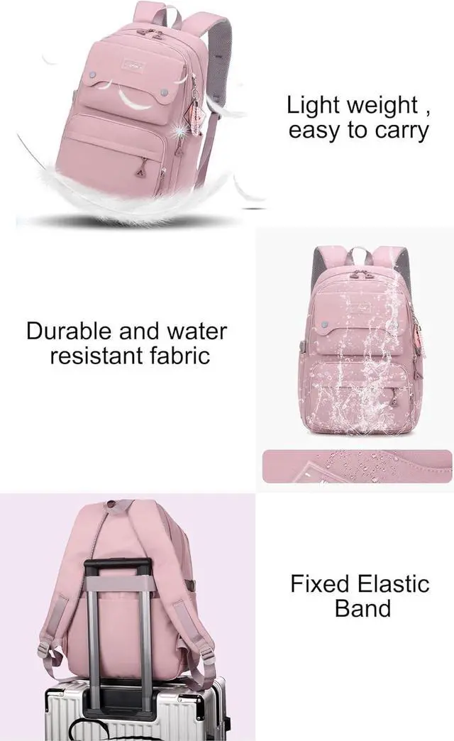 Alt view image 6 of 7 - JiaYou Teen Girls Casual Backpack High Middle School Daypack Women Daily Travel Laptop Bag (1# Purple, 26 Liters)