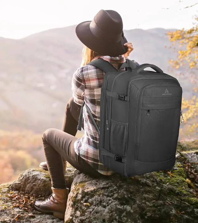 Alt view image 7 of 7 - Travel Backpack, 50L Expandable Extra Large Laptop Backpack, Carry On Backpack Airline Approved Water Resistant Business Suitcase Daypack Bag Fits 17 Inch Laptops, Travel Gifts for Men Women, Black