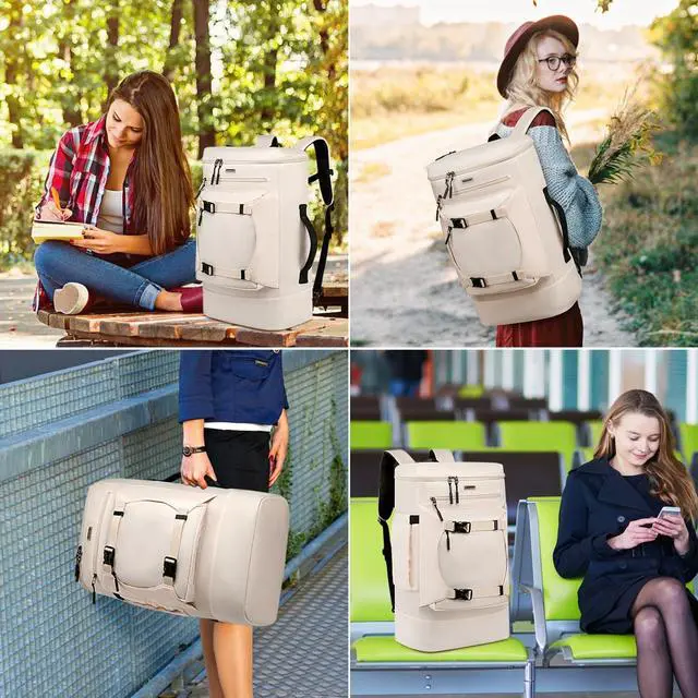 Alt view image 7 of 7 - Asenlin Travel Backpack for Women Me,40L Extra Large Hiking Backpack 17 Inch Carry on Backpack Water Resistant for Casual Daypack Gym Backpack-Beige