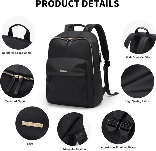 Alt view image 3 of 7 - GOLF SUPAGS Laptop Backpack for Women Fits 16 Inch Notebook Casual Daypack Purse Work Travel College Bag (Black)