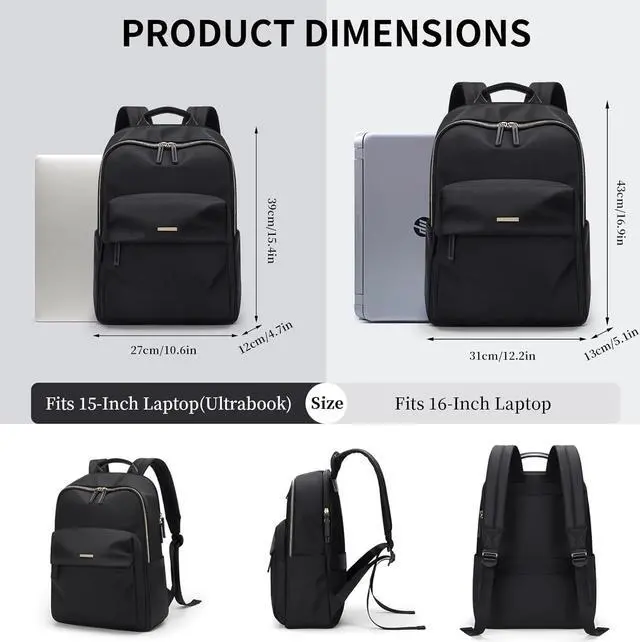 Alt view image 4 of 7 - GOLF SUPAGS Laptop Backpack for Women Fits 16 Inch Notebook Casual Daypack Purse Work Travel College Bag (Black)