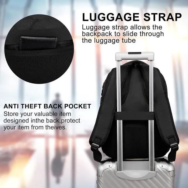 Alt view image 6 of 6 - Backpack for Boys, Sturdy Backpack 36L for Boys Middle High School | 600D Water-Resistant Laptop Bag with 17.3 Inch Compartment, Ergonomic Anti-Theft Student Bookbag, Black
