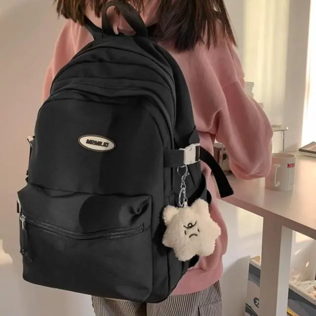 Alt view image 4 of 7 - Kawaii Backpack with Cute Accessories Casual Aesthetic Daypack Simple Laptop Bag Waterproof Travel Rucksack for Women (black)