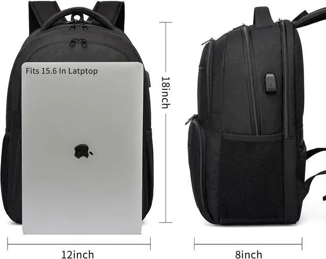 Alt view image 5 of 7 - Backpack for Men and Women, Backpacks for School Teen Boys, Business Travel Water Resistant Sturdy 15.6 Inch Laptops Back Pack with USB Charging Port, College School Computer Bag Gift, Black