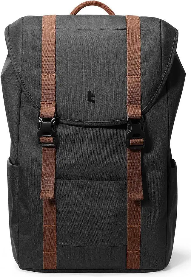 Main image of tomtoc Flap Laptop Backpack, Lightweight, Water-Resistant Casual Daypack, Durable Work-pack, Vintage Classic Rucksack for 13-15.6 Inch Laptop, perfect for Campus, Street, 22L Black