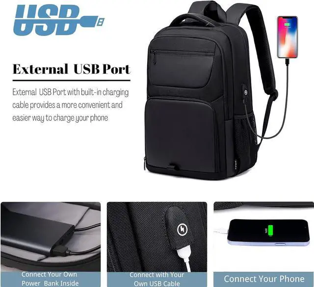 Alt view image 4 of 6 - 35L Travel Laptop Backpack for Men, High Tech Business Backpack with USB Charging Port and Ergonomic Design, Water Resistant Anti-theft Work College Backpack Fits 15.6 Inch Tablet, Notebook