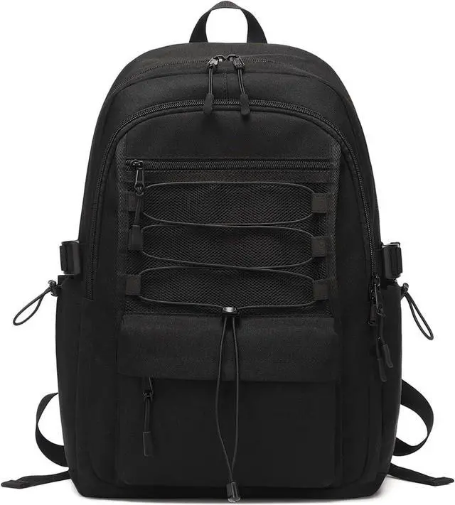 Main image of Sunborls School Travel Laptop Backpack Teen Girls Weekend Leisure Vacation Rucksacks Unisex 15.6in Handmade Rope Decoration Student Cute Lightweight High-Capacity The Gift Bookbag (Black)