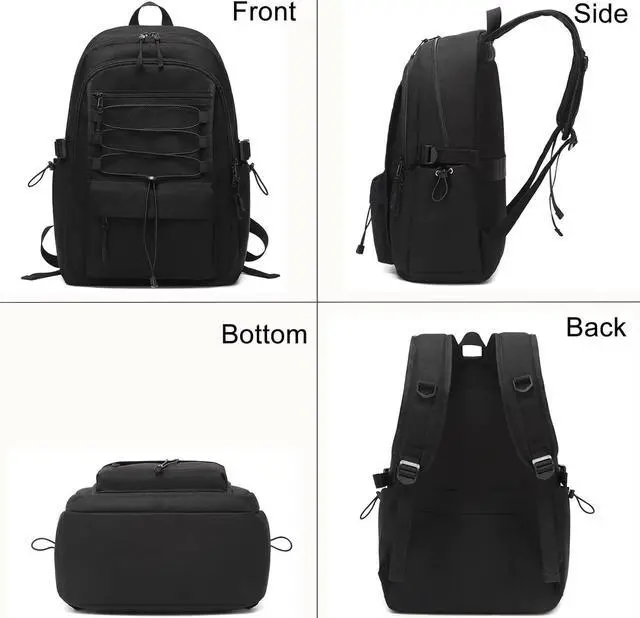 Alt view image 5 of 7 - Sunborls School Travel Laptop Backpack Teen Girls Weekend Leisure Vacation Rucksacks Unisex 15.6in Handmade Rope Decoration Student Cute Lightweight High-Capacity The Gift Bookbag (Black)