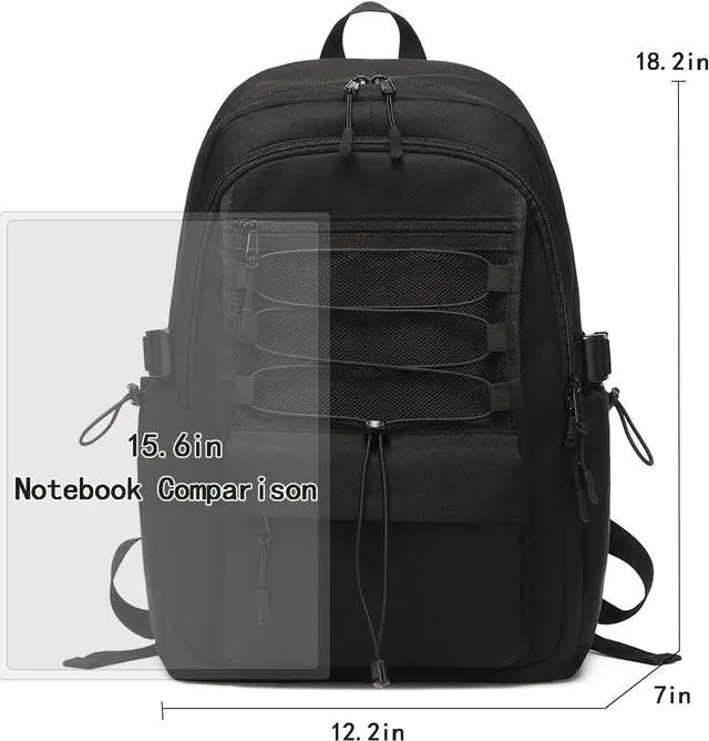 Alt view image 3 of 7 - Sunborls School Travel Laptop Backpack Teen Girls Weekend Leisure Vacation Rucksacks Unisex 15.6in Handmade Rope Decoration Student Cute Lightweight High-Capacity The Gift Bookbag (Black)