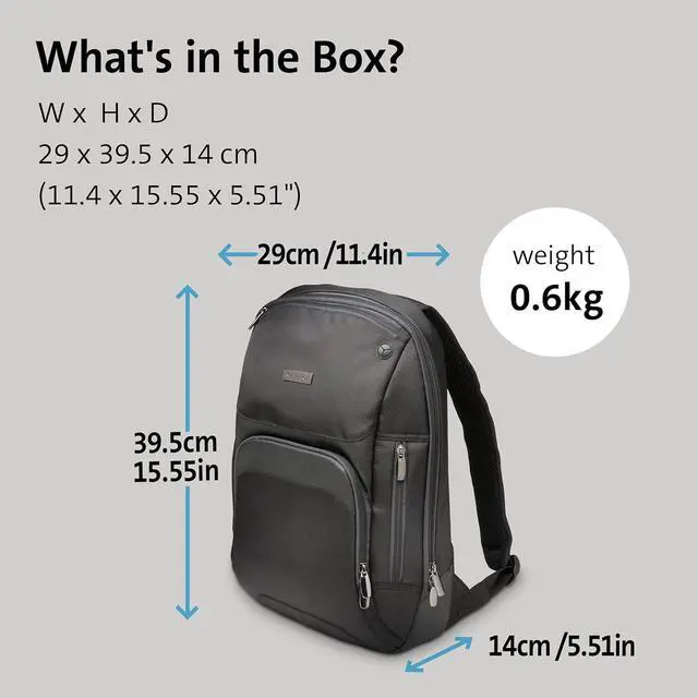 Alt view image 7 of 7 - Kensington Triple Trek Slim Laptop Backpack for MacBooks, Chromebooks, Tablets & Ultrabooks up to 13-Inch-14-Inch (K62591AM), Black