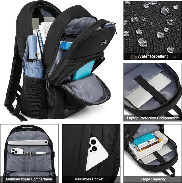 Alt view image 3 of 7 - School Backpack for Teen Boys, 15.6 Inch Anti Theft Laptop Bookbag with USB Charging Port, Water Resistant College - Travel Backpack Ergonomic, Fits Notebook, Men Women