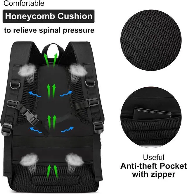 Alt view image 4 of 7 - School Backpack for Teen Boys, 15.6 Inch Anti Theft Laptop Bookbag with USB Charging Port, Water Resistant College - Travel Backpack Ergonomic, Fits Notebook, Men Women