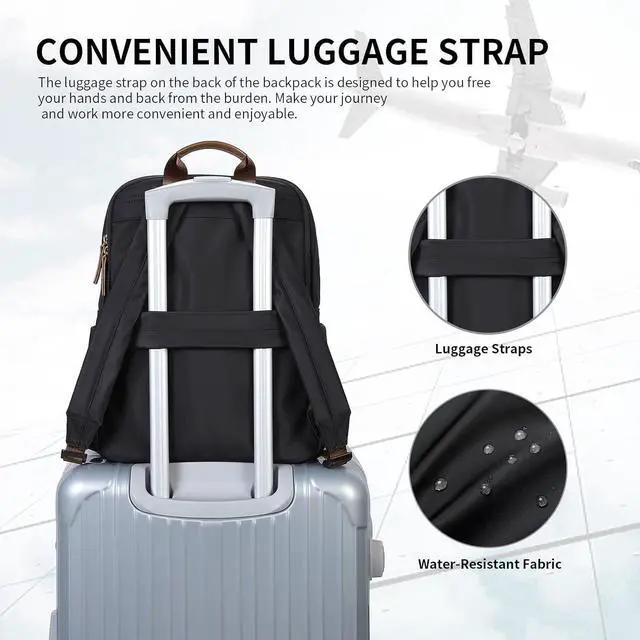 Alt view image 6 of 7 - GOLF SUPAGS Laptop Backpack Purse for Women Fits 16 Inch Notebook Casual Daypack Work Travel College Bookbag Fashion Computer Bag (Black, 16 Inch)